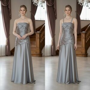 Impression Bridal Metallic Grey Brooch Formal Gown Dress 6 NWT Prom Wedding